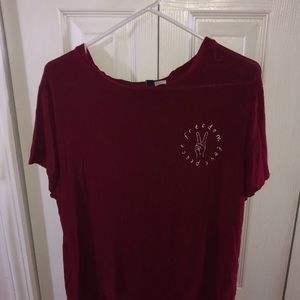 Maroon “Peace, Love, Freedom” T Shirt